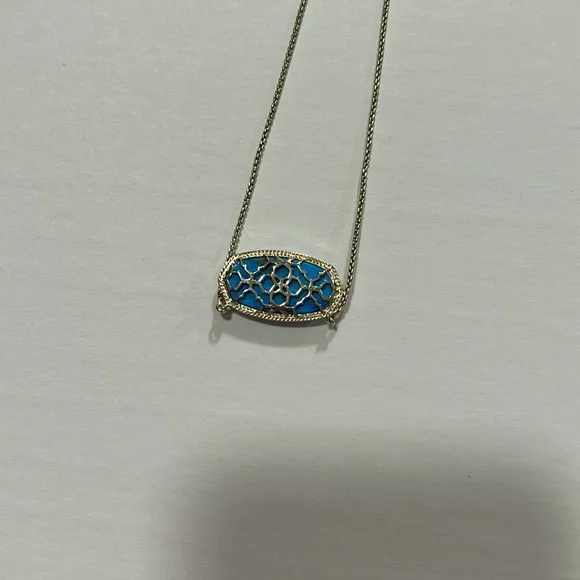 Kendra Scott Delaney Pendant Necklace aqua Howlite" - Picture 8 of 11